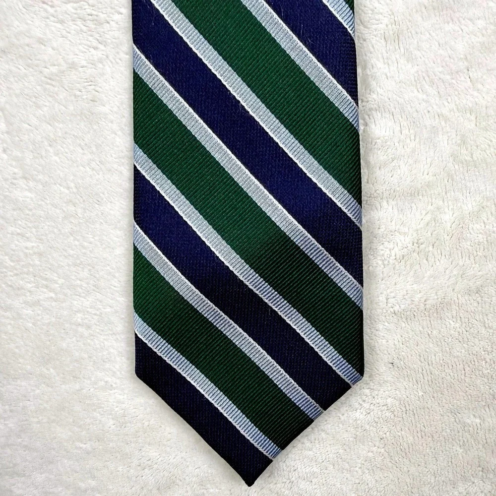 Tommy Hilfiger‎ Silk Necktie Blue Green Diagonal Stripe Classic Men's Tie